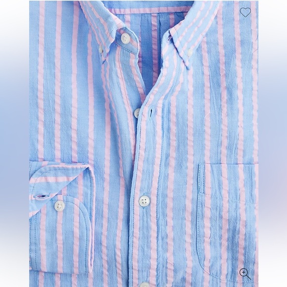 J.CREW Seersucker Lightweight Striped Long Sleeve Button Down Shirt Slim Large - Picture 9 of 10
